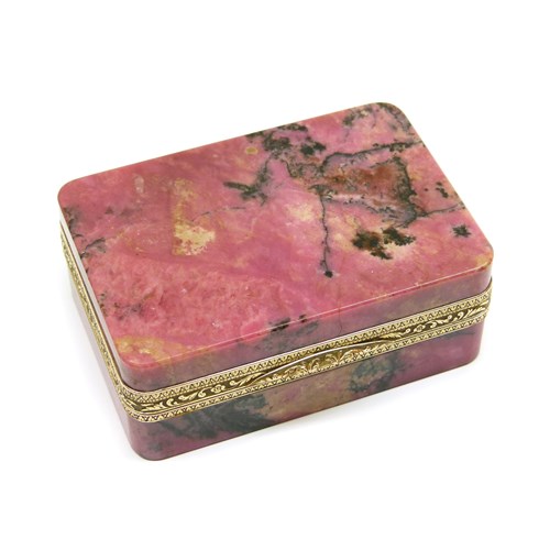 19th century gold mounted rectangular rhodonite box, possibly Austrian c.1840,